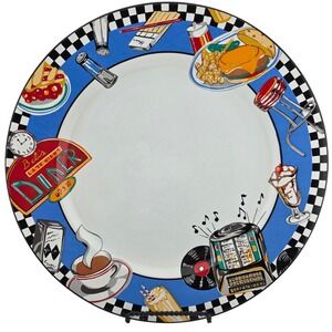 Sakura Dinner Plate 11in Blue Fair Vintage 1993 Sue Zipkin Drive-In Diner Salad